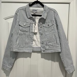 VELVET HEART STRIPED DENIM JACKET | NWT | Size L